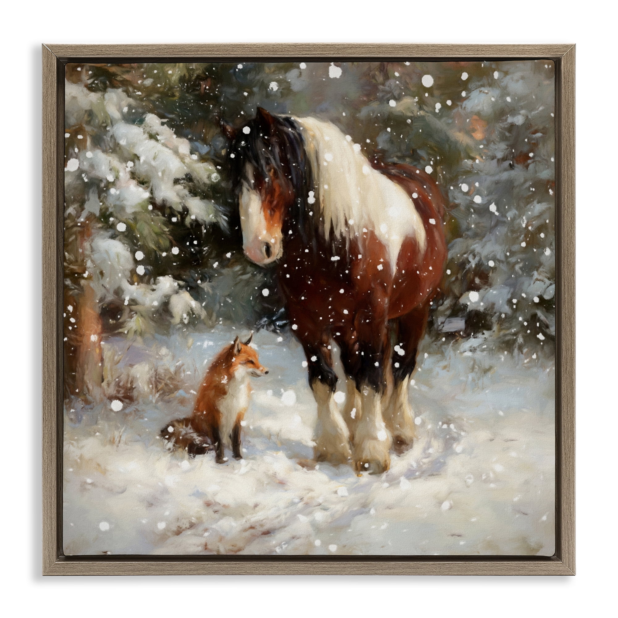 Stupell Industries The Horse & The Fox Brown Framed Floater Canvas Wall Art, design by Tina LeCour