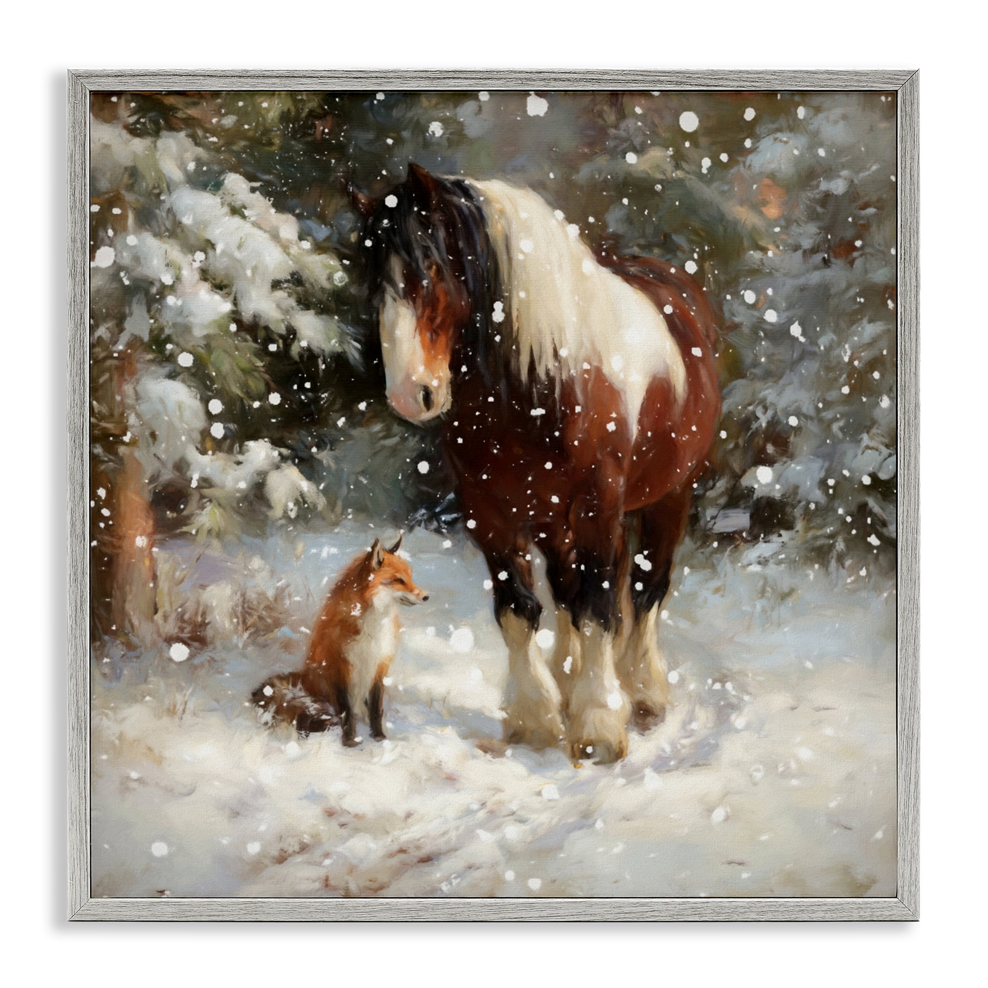 Stupell Industries The Horse & The Fox Gray Framed Giclee Art, design by Tina LeCour
