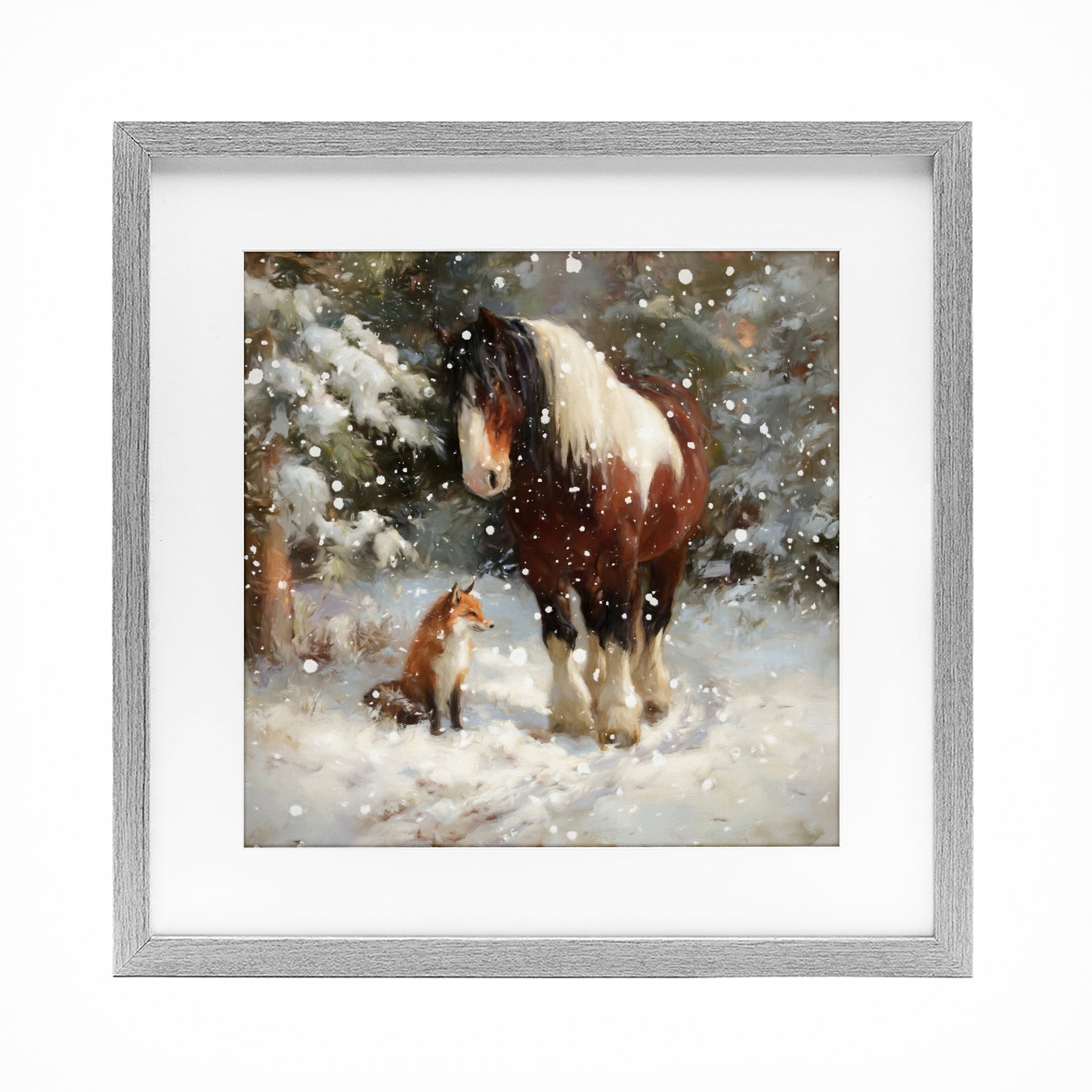 Stupell Industries The Horse & The Fox Gray Framed Print Under Glass, design by Tina LeCour