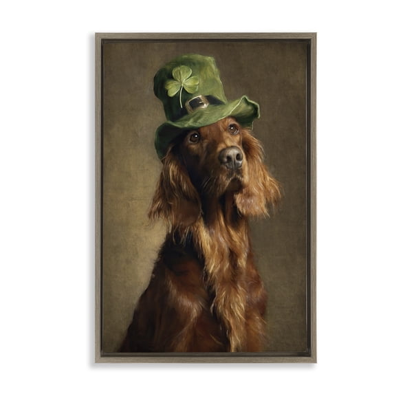 Stupell Industries Farmhouse The Irish Setter Portrait Brown Floating Frame Canvas Art, 17 x 25, by Tina LeCour