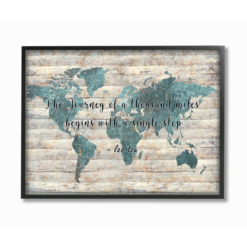 Stupell Industries The Journey of a Thousand Miles Quote over Rustic Map Designed by Ziwei Li