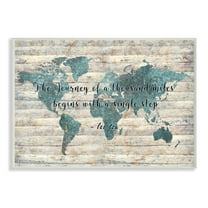 Stupell Industries The Journey of a Thousand Miles Quote over Rustic Map Graphic Art Unframed Art Print Wall Art, 13x19, by Ziwei Li