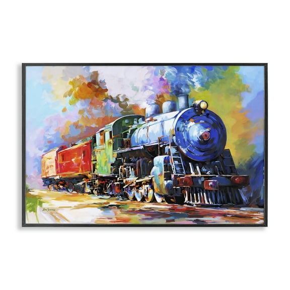 Stupell Industries The Last Train Transportation Painting Black Framed Art Print Wall Art, 18 x 12