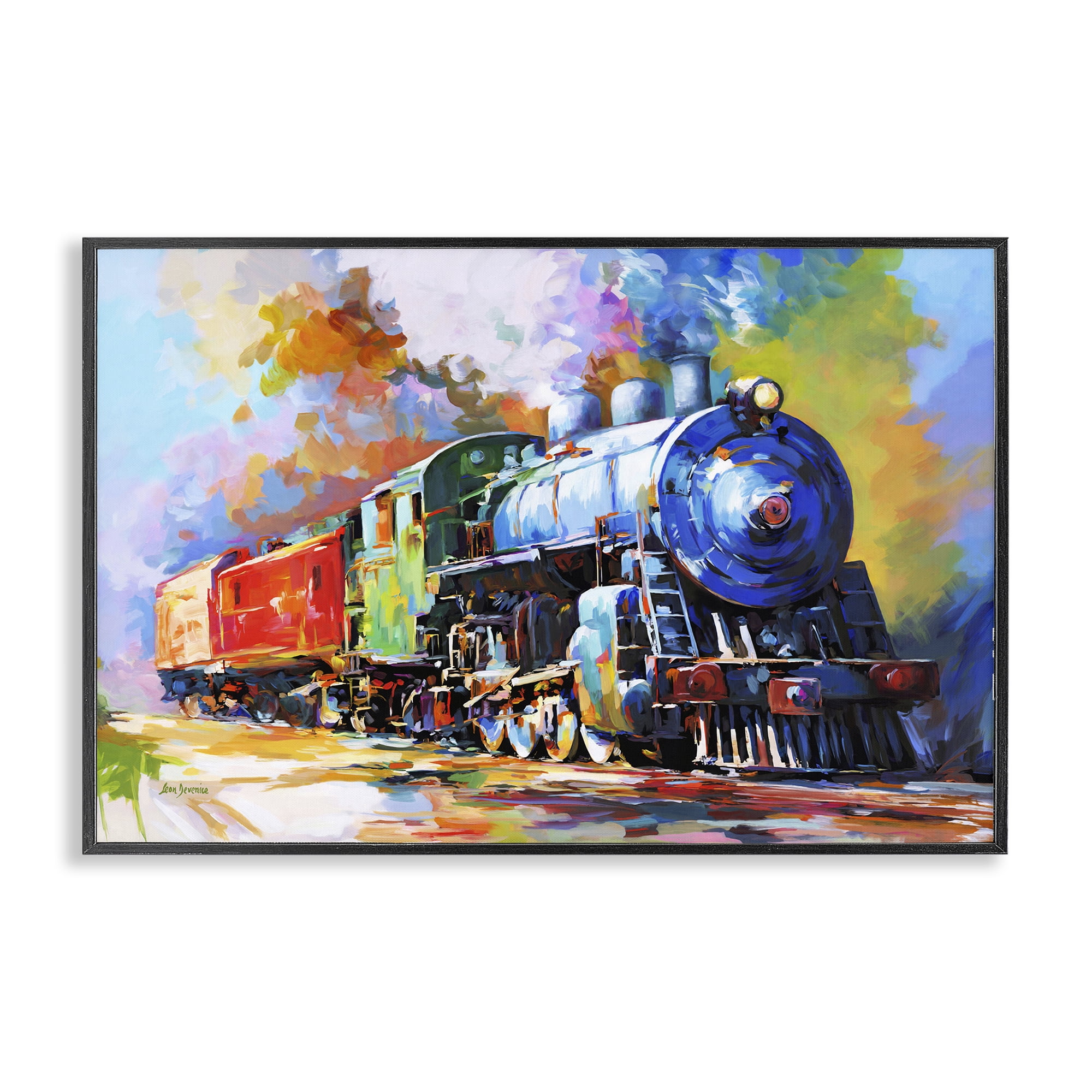 Stupell Industries The Last Train Transportation Painting Black Framed Art Print Wall Art, 24 x 16