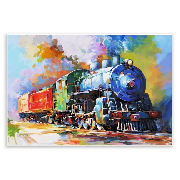Stupell Industries The Last Train Transportation Painting Unframed Art Print Wall Art, 15 x 10
