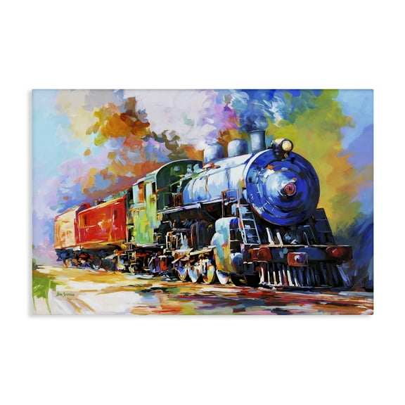 Stupell Industries The Last Train Transportation Painting Wrapped Canvas Art Print Wall Art, 24 x 16