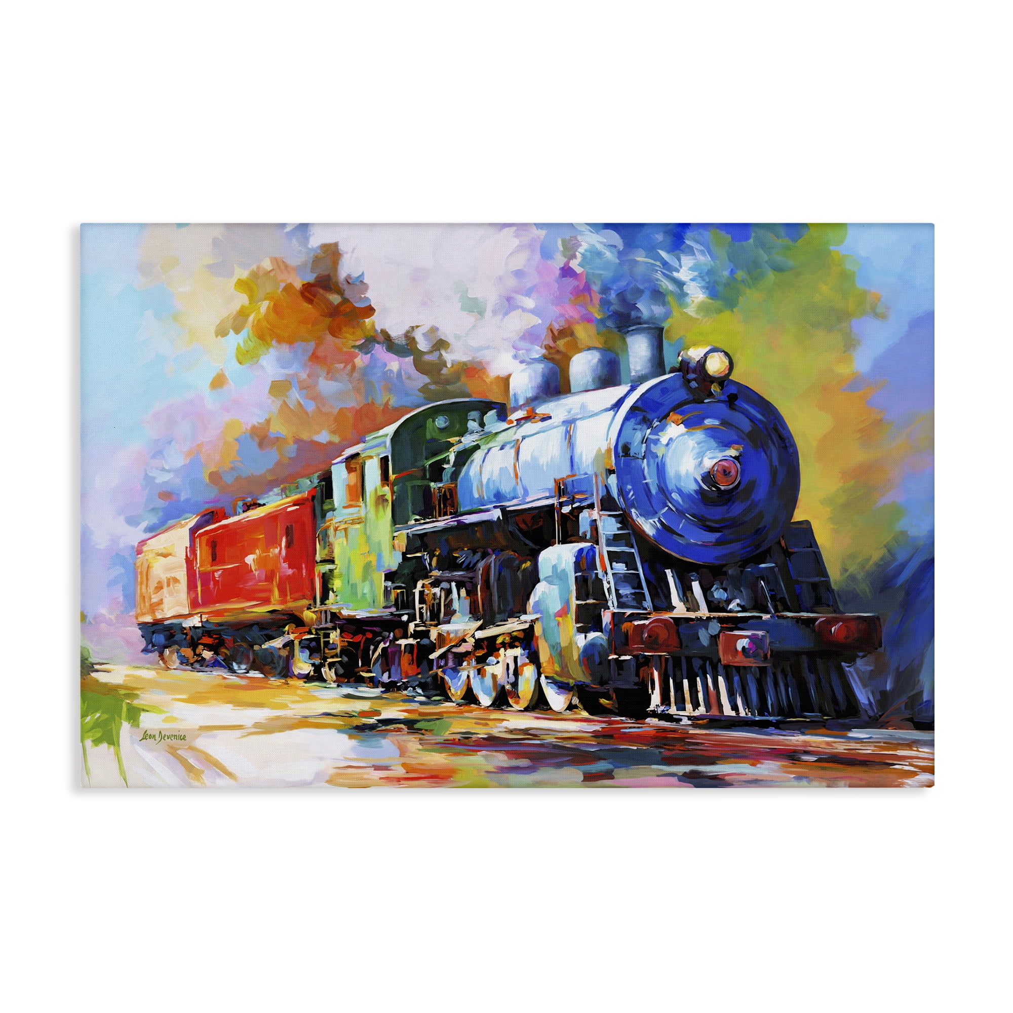Stupell Industries The Last Train Transportation Painting Wrapped Canvas Art Print Wall Art, 45 x 30