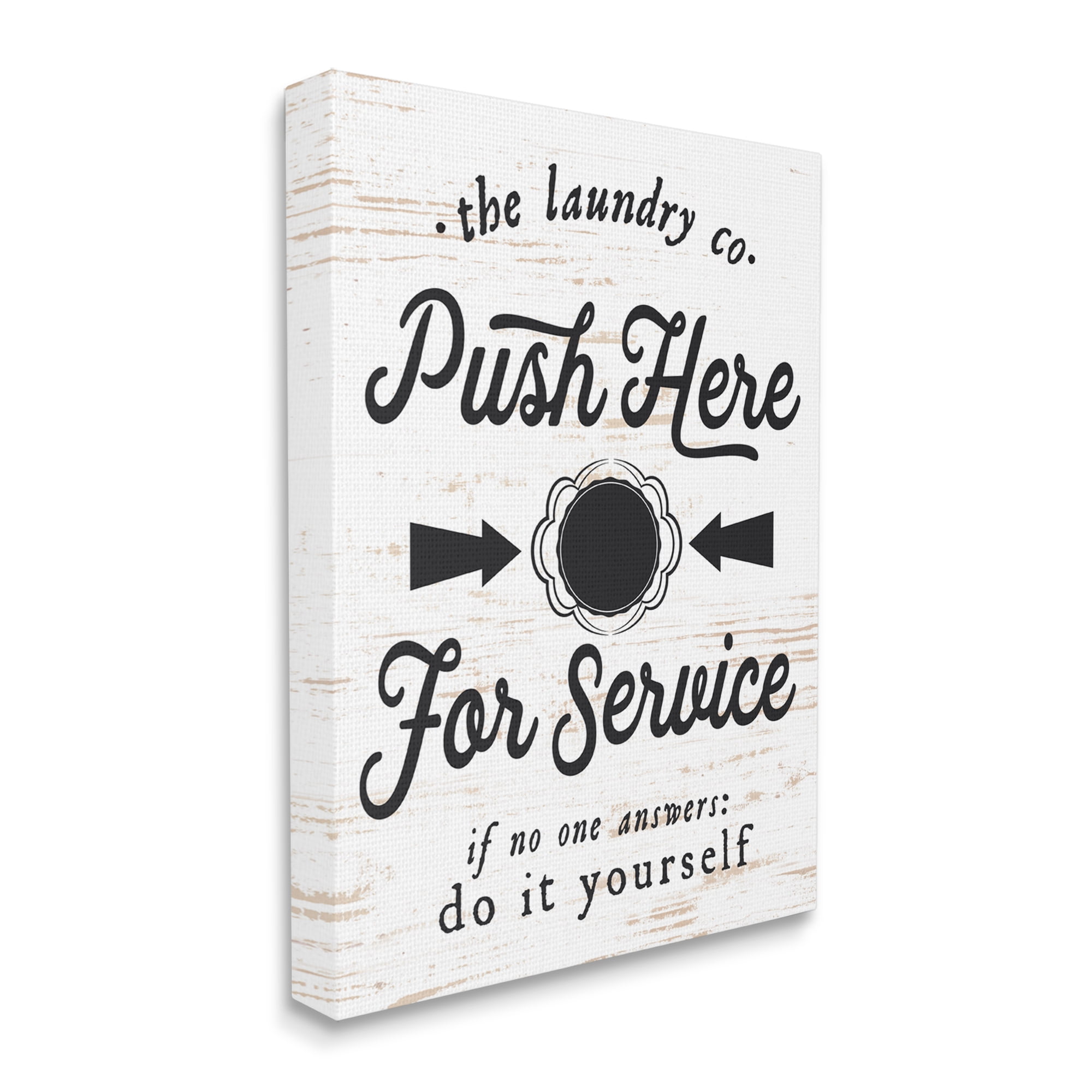 Stupell Industries The Laundry Co. Push Fake Button for Service Humor Painting Gallery Wrapped Canvas Print Wall Art, 36 x 48