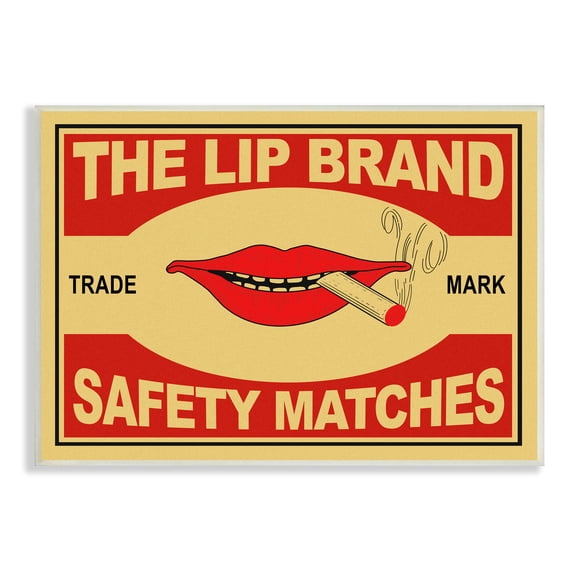 Stupell Industries The Lip Brand Safety Matches Sign Cigarette, 13 x 19, Designed by Mark Rogan