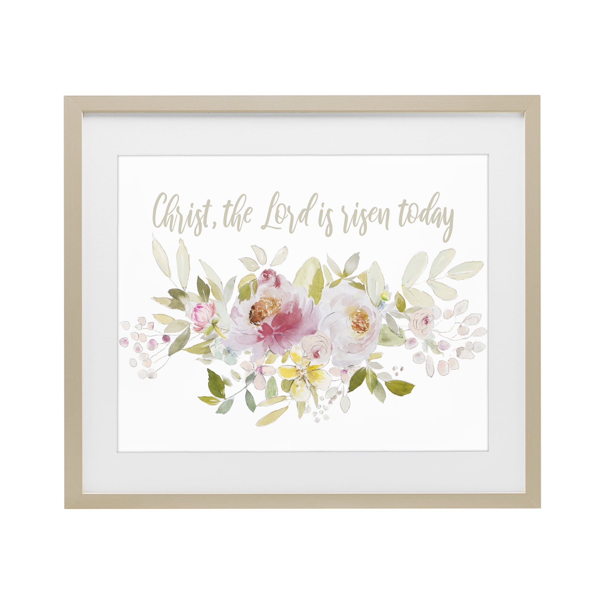 Stupell Industries The Lord Is Risen Florals Birch Framed Print Under Glass, design by Patricia Pinto
