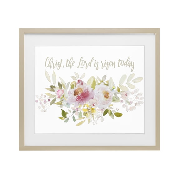 Stupell Industries French Country The Lord Is Risen Florals Birch Framed Print Under Glass, 16 x 13, by Patricia Pinto
