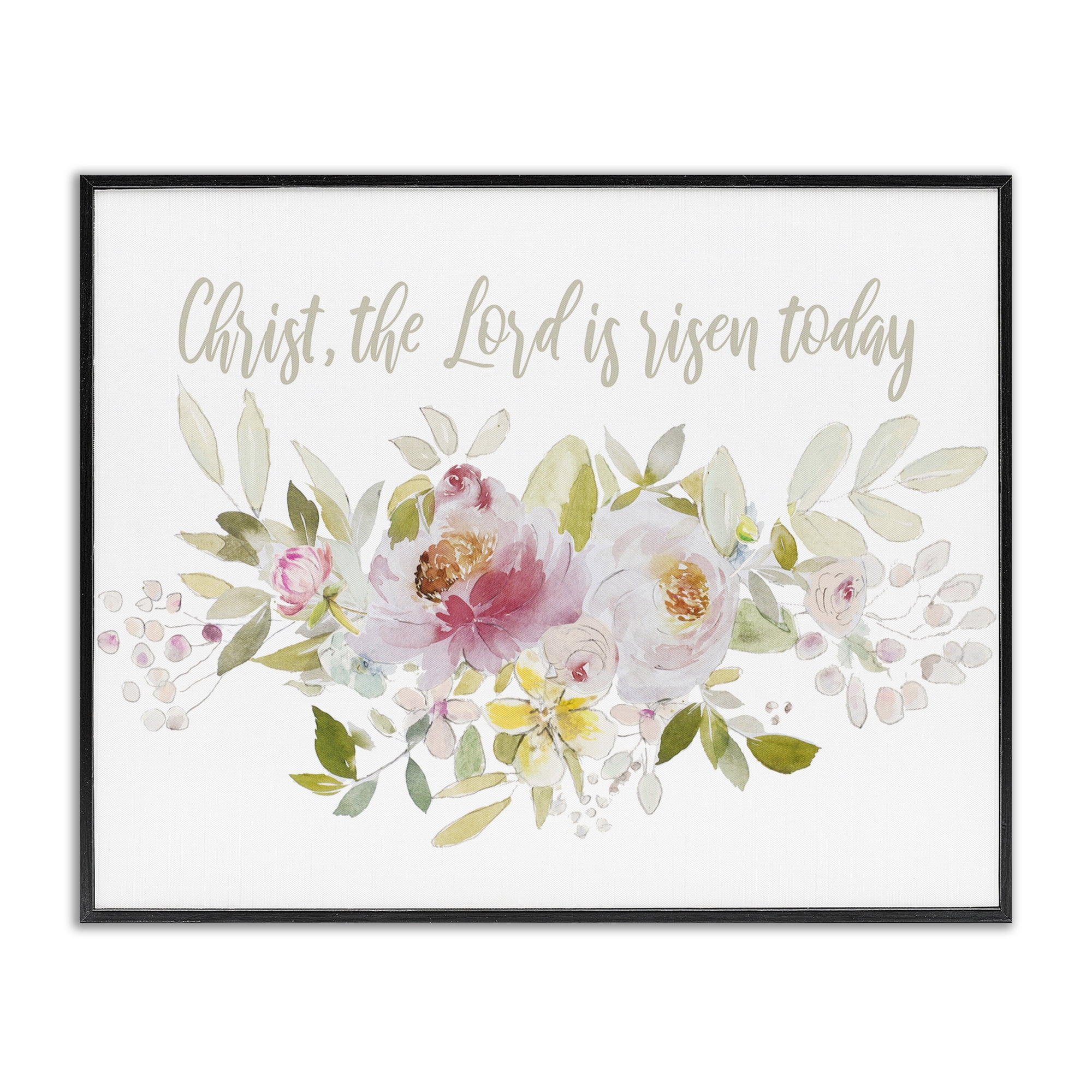 Stupell Industries The Lord Is Risen Florals Black Framed Giclee Art, design by Patricia Pinto