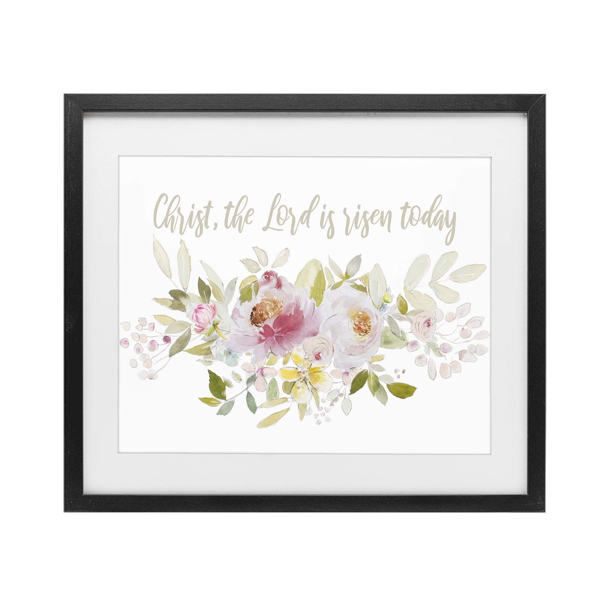 Stupell Industries The Lord Is Risen Florals Black Framed Print Under Glass, design by Patricia Pinto