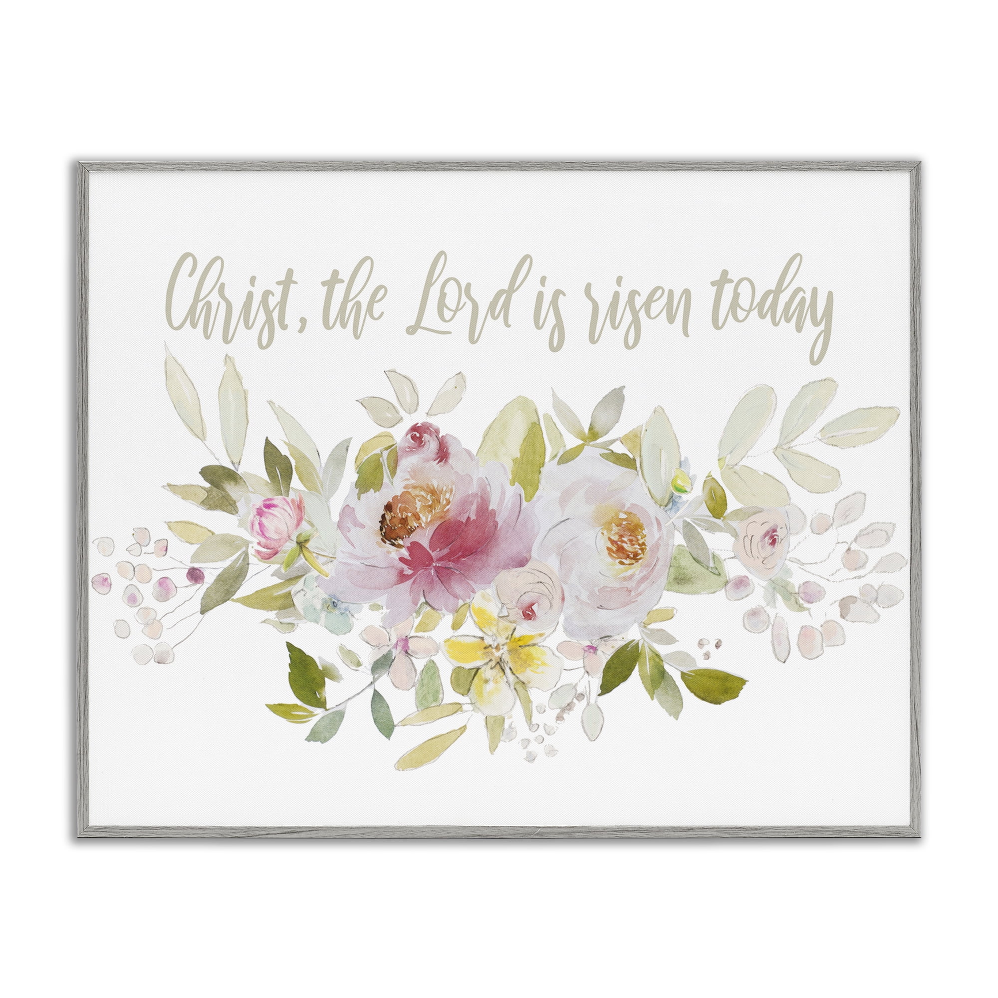 Stupell Industries The Lord Is Risen Florals Gray Framed Giclee Art, design by Patricia Pinto