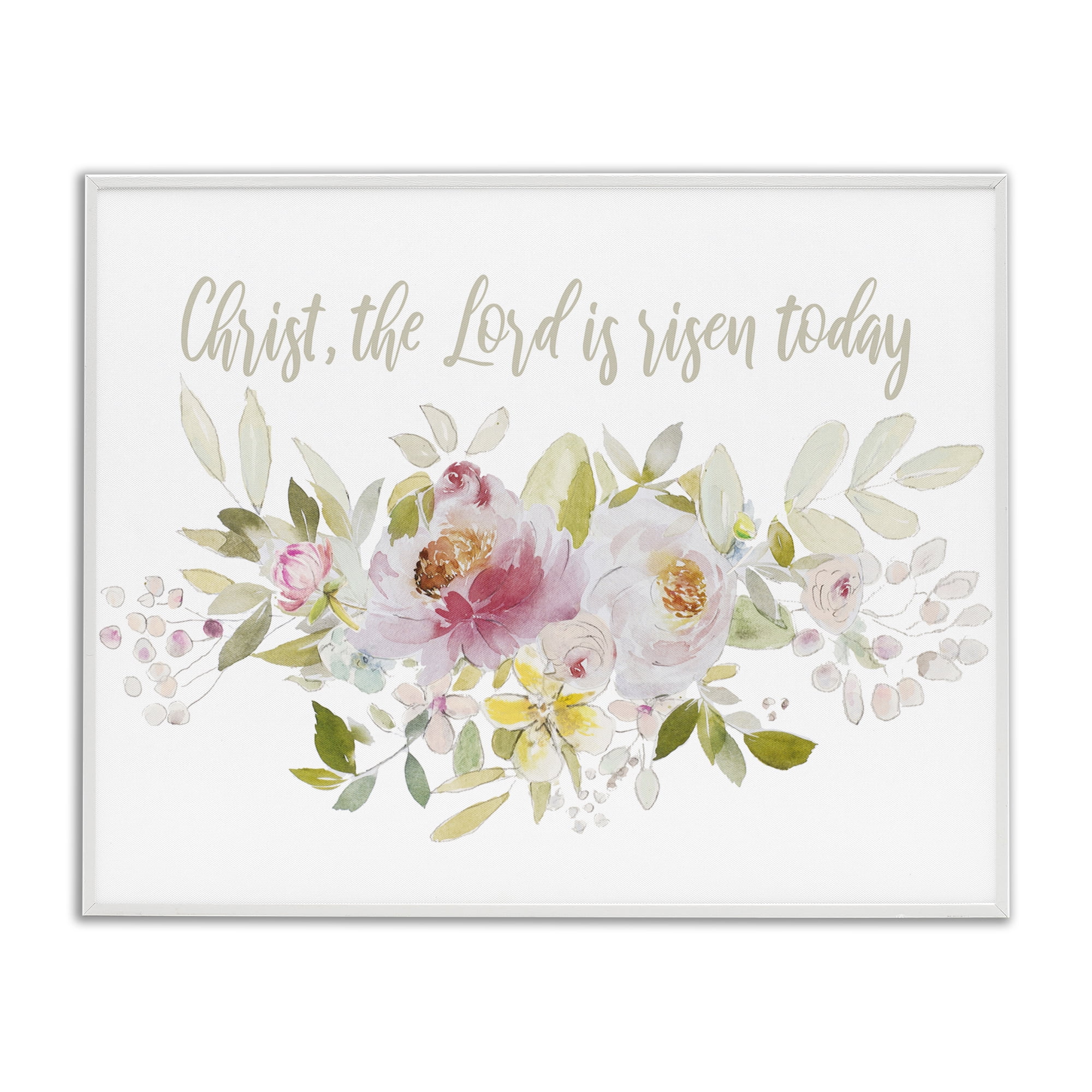 Stupell Industries The Lord Is Risen Florals White Framed Giclee Art, design by Patricia Pinto