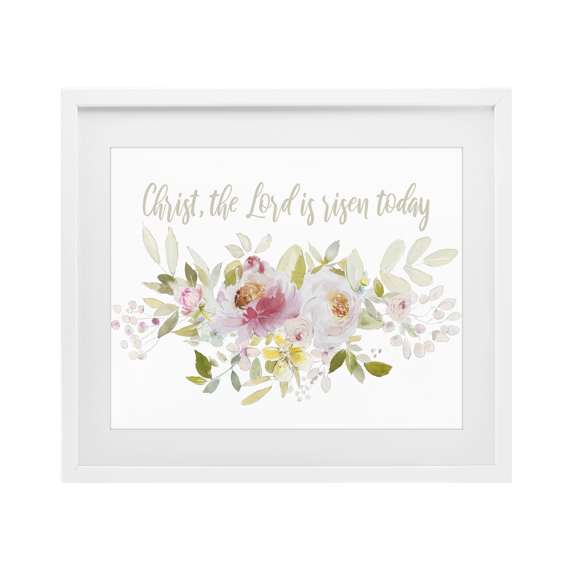 Stupell Industries The Lord Is Risen Florals White Framed Print Under Glass, design by Patricia Pinto