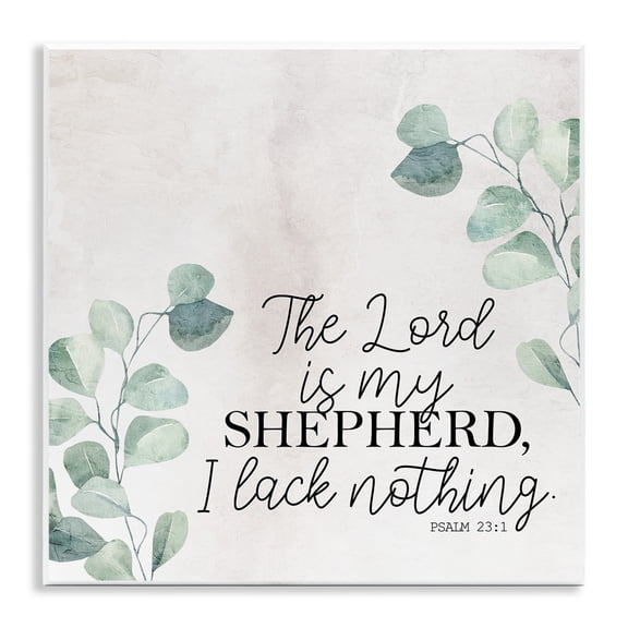Stupell Industries The Lord Script with Eucalyptus Spiritual Painting Unframed Art Print Wall Art, 12 x 12