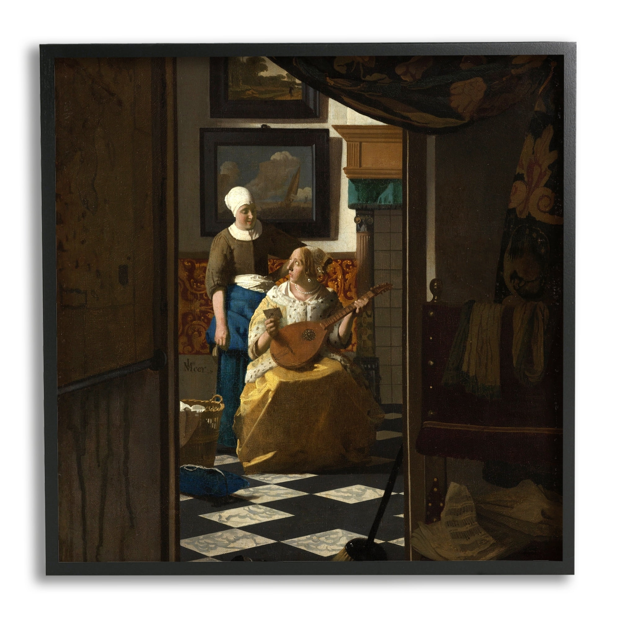 Stupell Industries The Love Letter Johannes Vermeer Classical Portrait Painting Painting Black Framed Art Print Wall Art, Design by one1000paintings