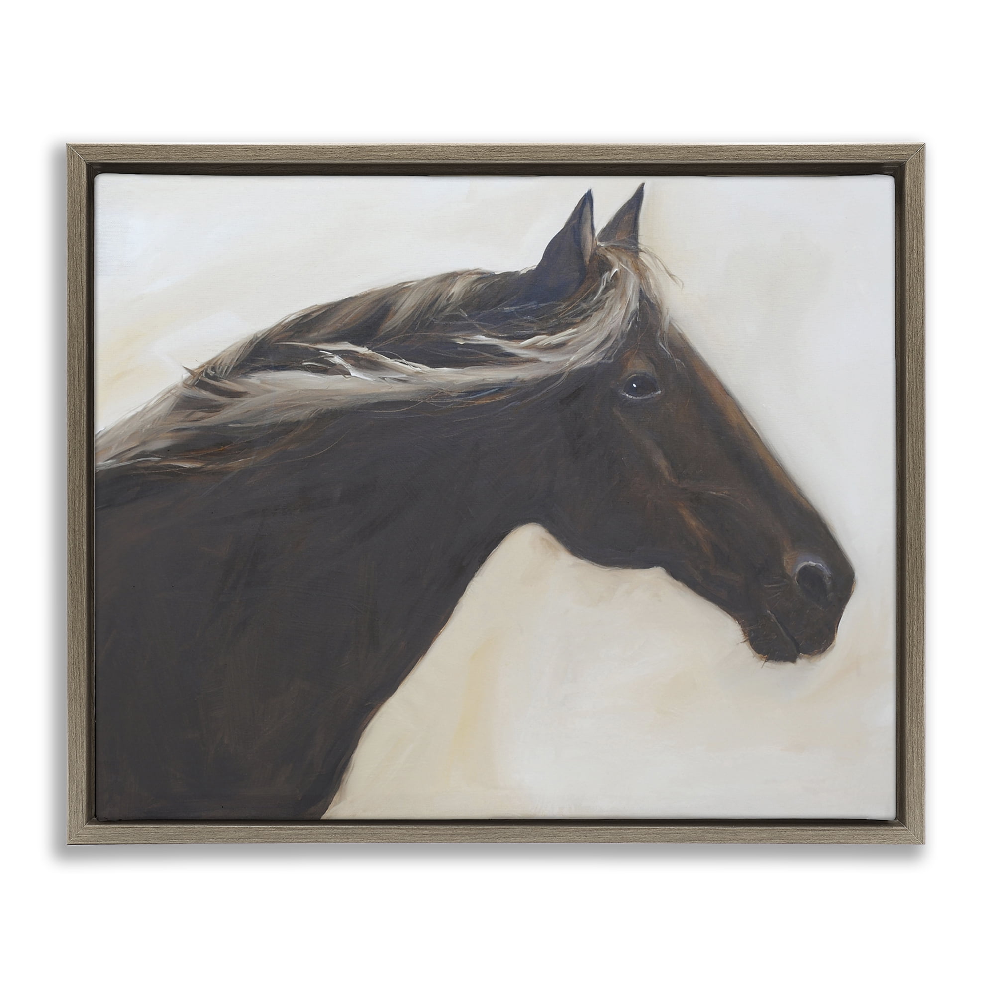 Stupell Industries The Mare In Profile Brown Framed Floater Canvas Wall Art, design by Jadei Graphics