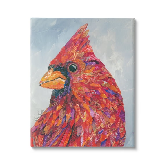 Stupell Industries The Messenger Red Cardinal Layered Collage Bird Painting Painting Gallery Wrapped Canvas Print Wall Art, Design by Lisa Morales