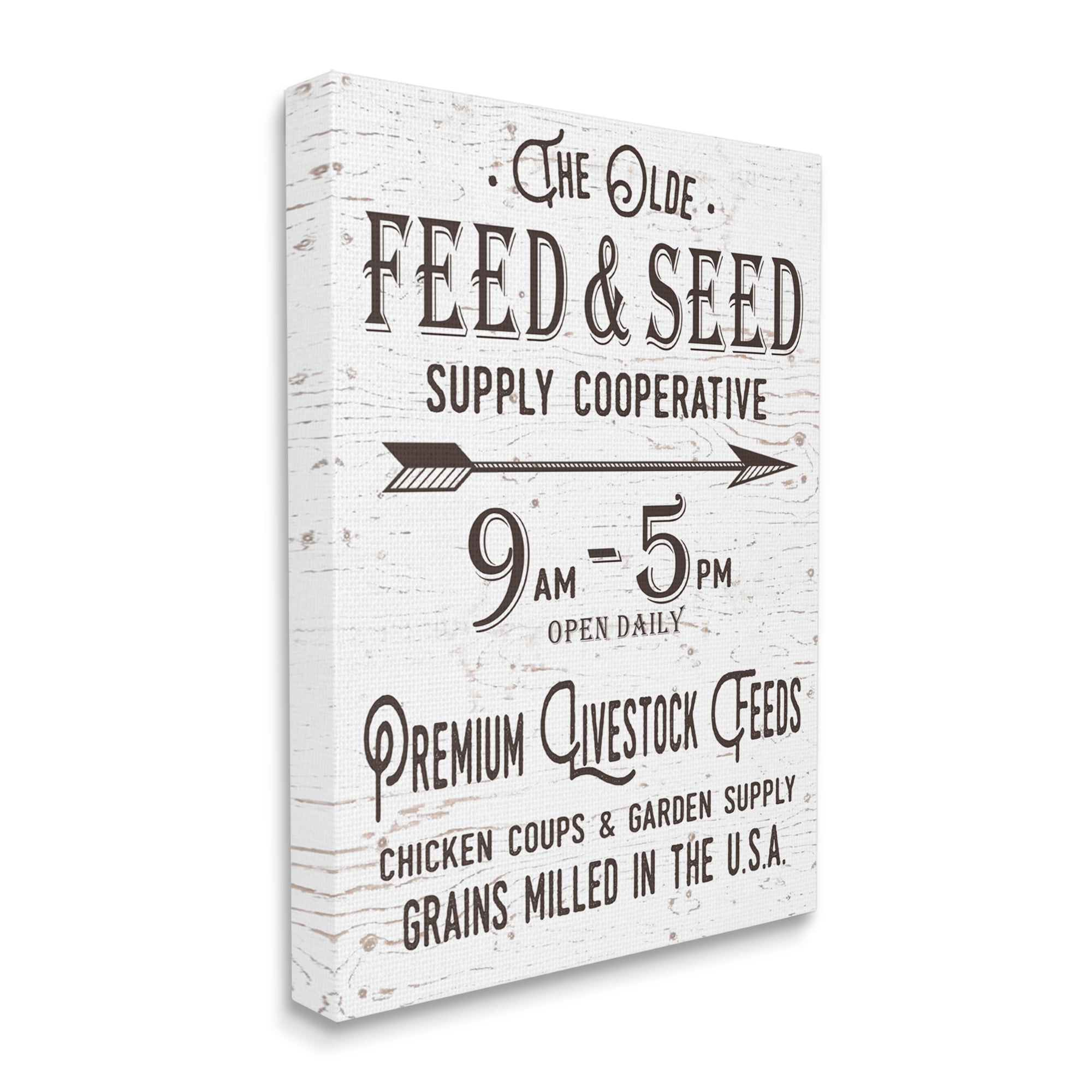 Stupell Industries The Old Feed and Seed Co-Op Typography Painting Gallery Wrapped Canvas Art Print Wall Art, 16 x 20