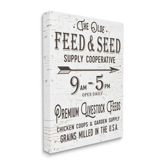 Stupell Industries The Old Feed and Seed Co-Op Typography Painting Gallery Wrapped Canvas Art Print Wall Art, 24 x 30