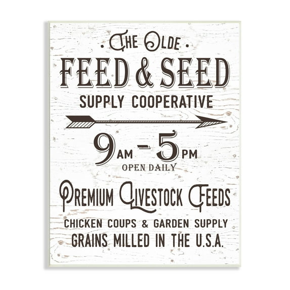 Stupell Industries The Old Feed and Seed Co-Op Typography Painting Unframed Art Print Wall Art, 10 x 15