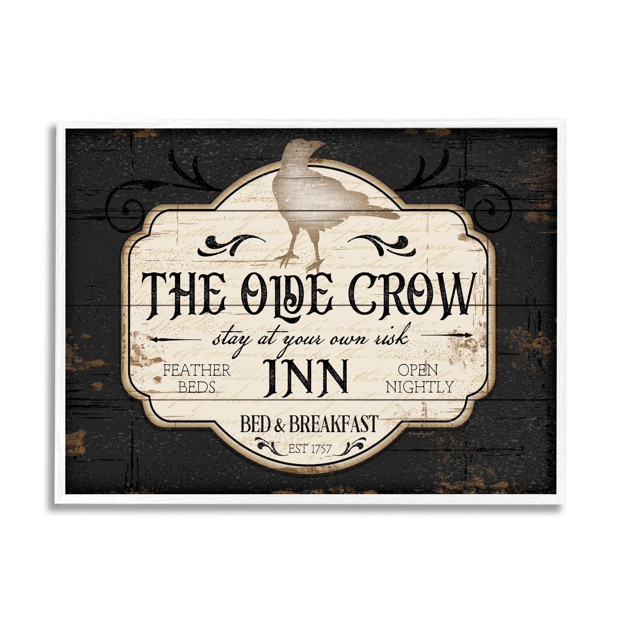 Stupell Industries The Olde Crow Inn Halloween Sign Est. 1757, 14 x 11, Design by Jennifer Pugh