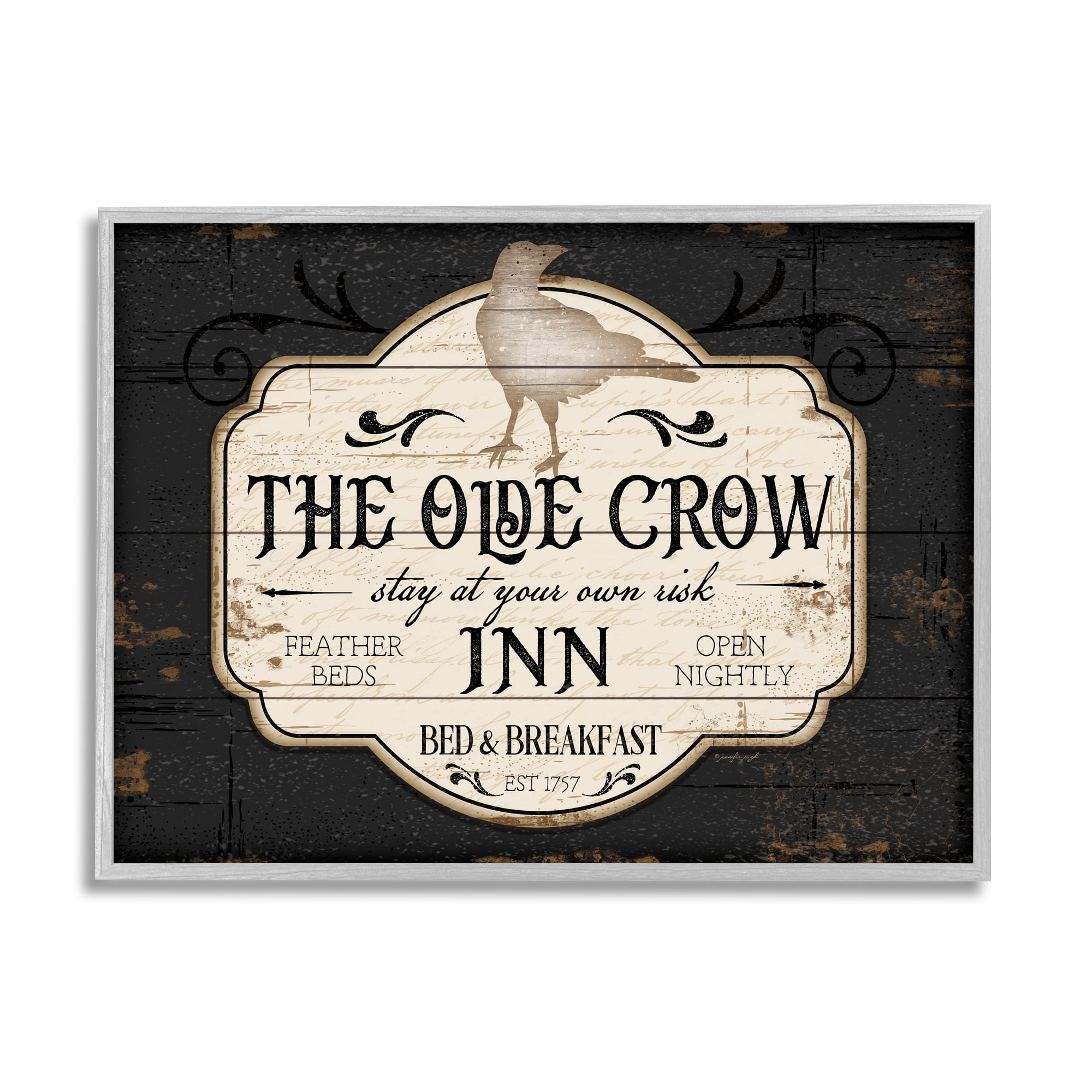 Stupell Industries The Olde Crow Inn Halloween Sign Est. 1757, 14 x 11, Design by Jennifer Pugh
