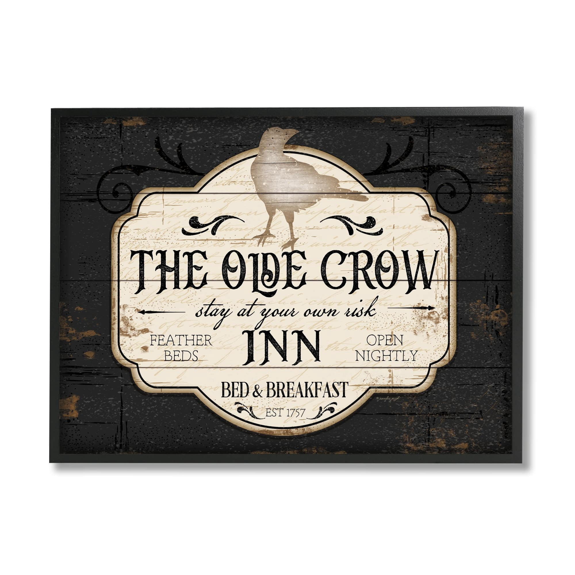 Stupell Industries The Olde Crow Inn Halloween Sign Est. 1757, 14 x 11, Design by Jennifer Pugh