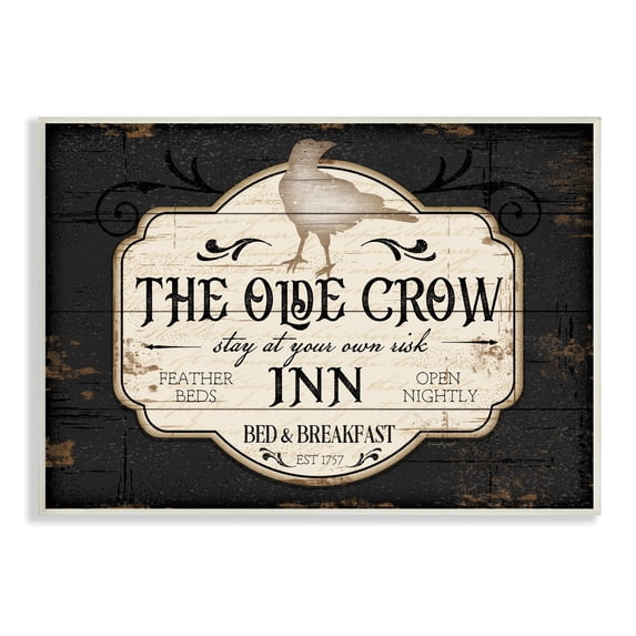 Stupell Industries The Olde Crow Inn Halloween Sign Est. 1757, 15 x 10, Design by Jennifer Pugh