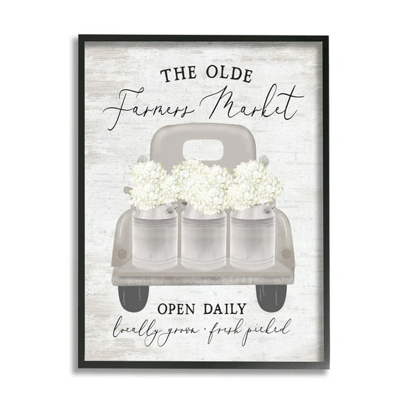 Stupell Industries The Olde Farmer Market Vintage White Floral Truck, 16 x 20, Design by Lettered and Lined