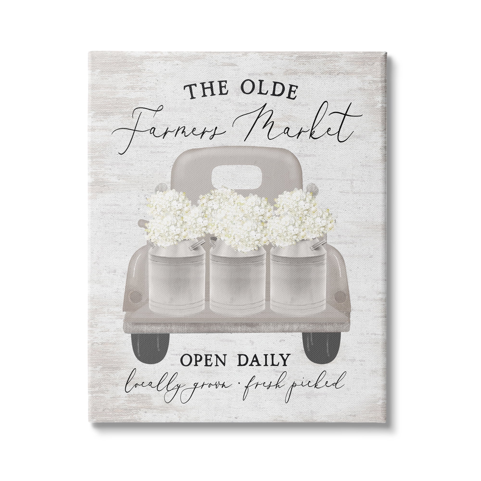 Stupell Industries The Olde Farmer Market Vintage White Floral Truck, 24 x 30, Design by Lettered and Lined
