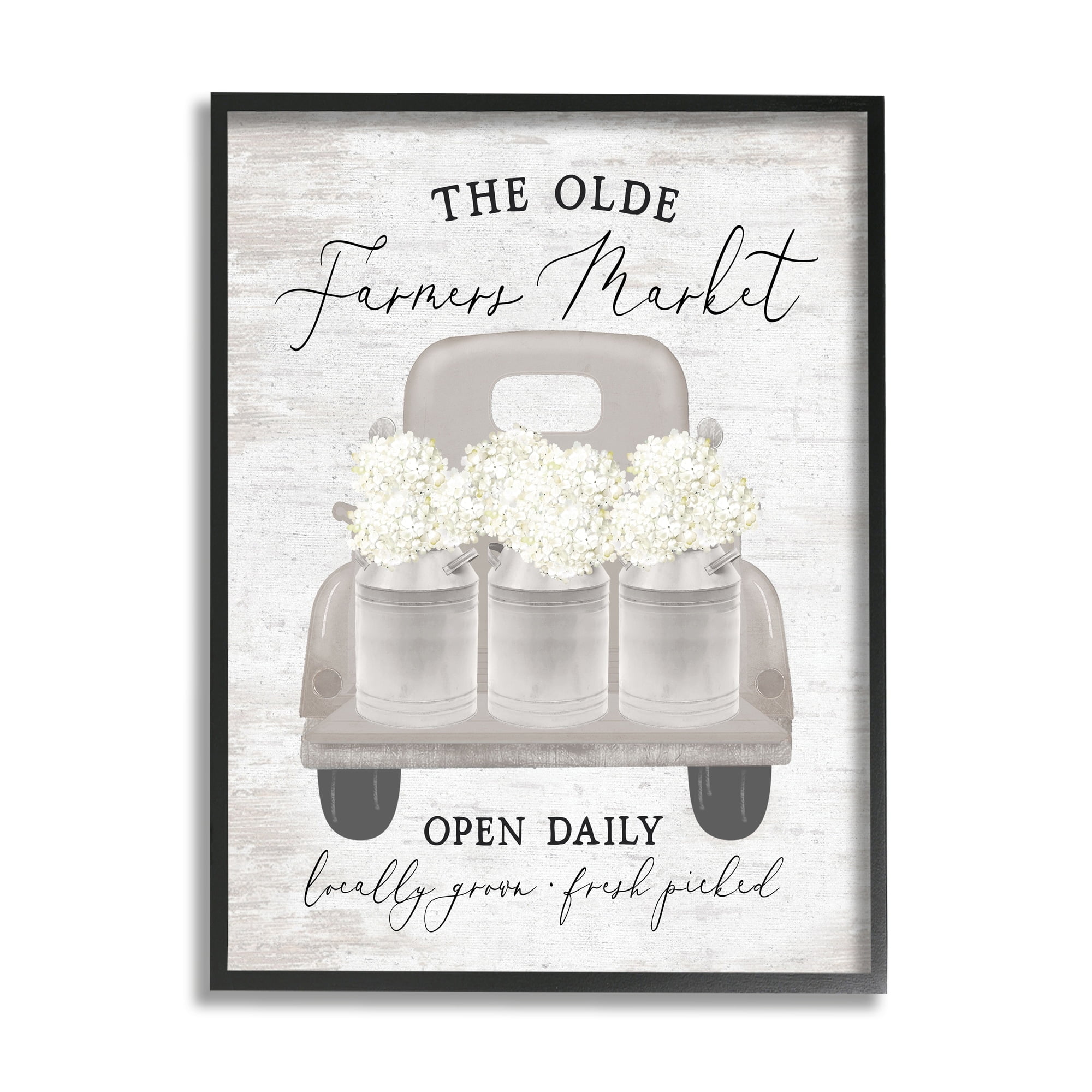 Stupell Industries The Olde Farmer Market Vintage White Floral Truck, 24 x 30, Design by Lettered and Lined