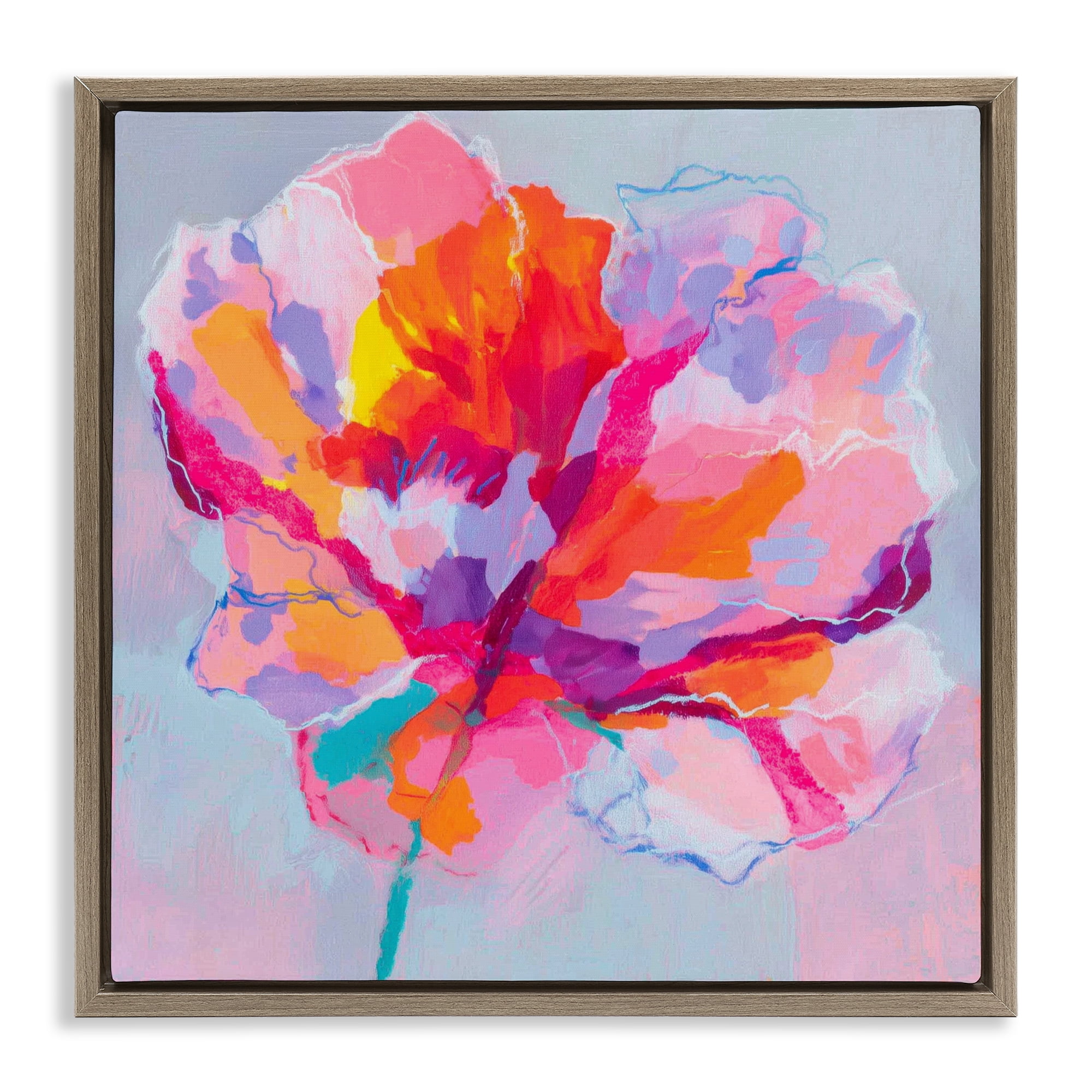 Stupell Industries The Open Petal Expression Brown Framed Floater Canvas Wall Art, design by Chromatic Storm Studio