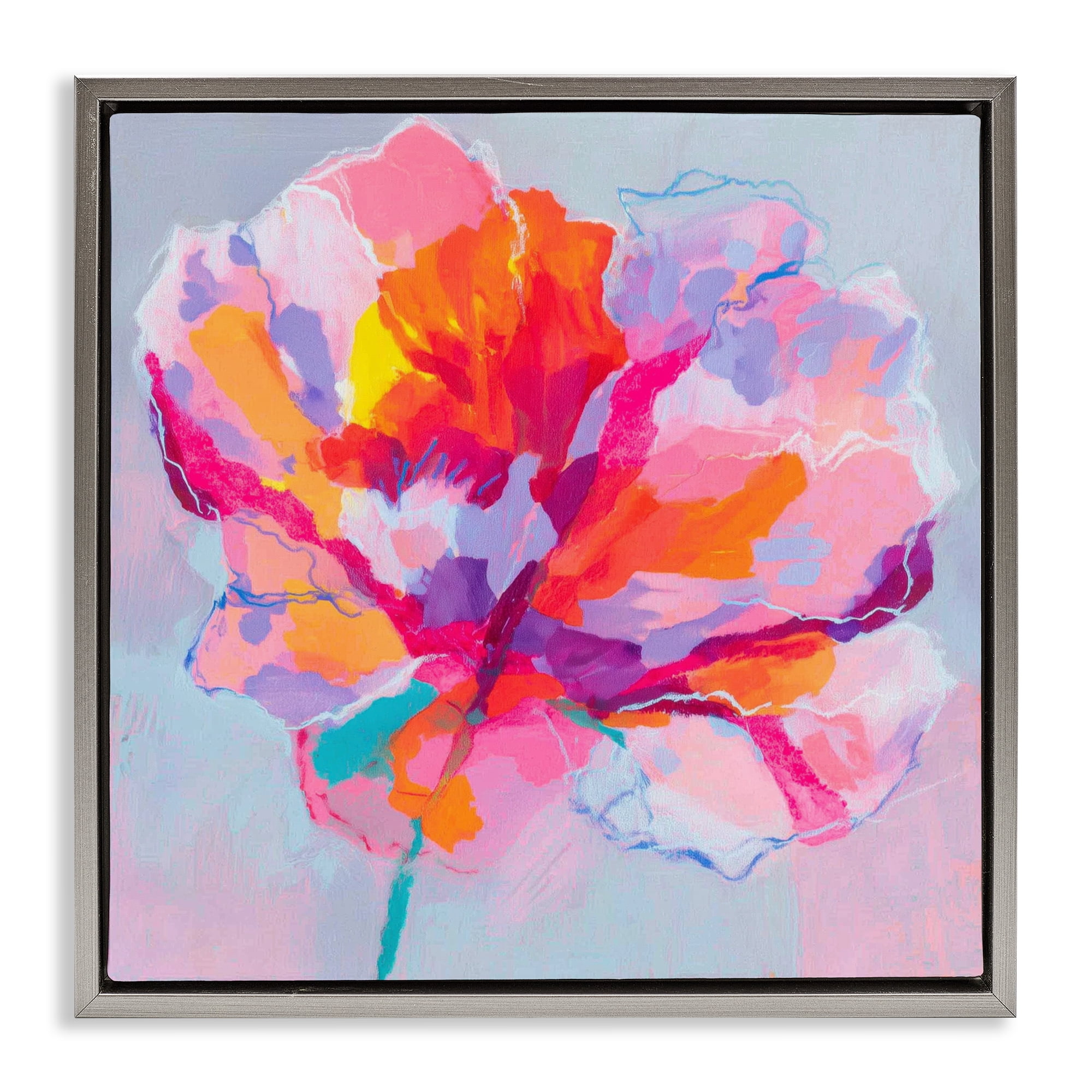 Stupell Industries The Open Petal Expression Gray Framed Floater Canvas Wall Art, design by Chromatic Storm Studio