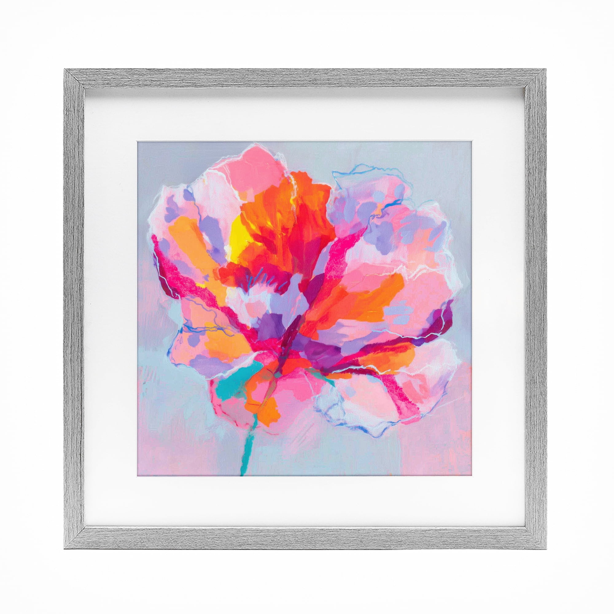 Stupell Industries The Open Petal Expression Gray Framed Print Under Glass, design by Chromatic Storm Studio