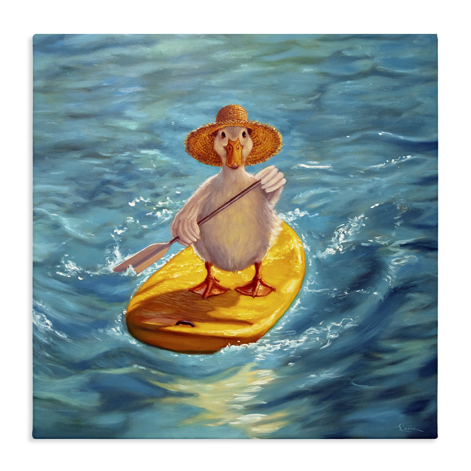 Stupell Industries The Paddler Duck with Straw Hat Canvas Wall Art, design by Lucia Heffernan
