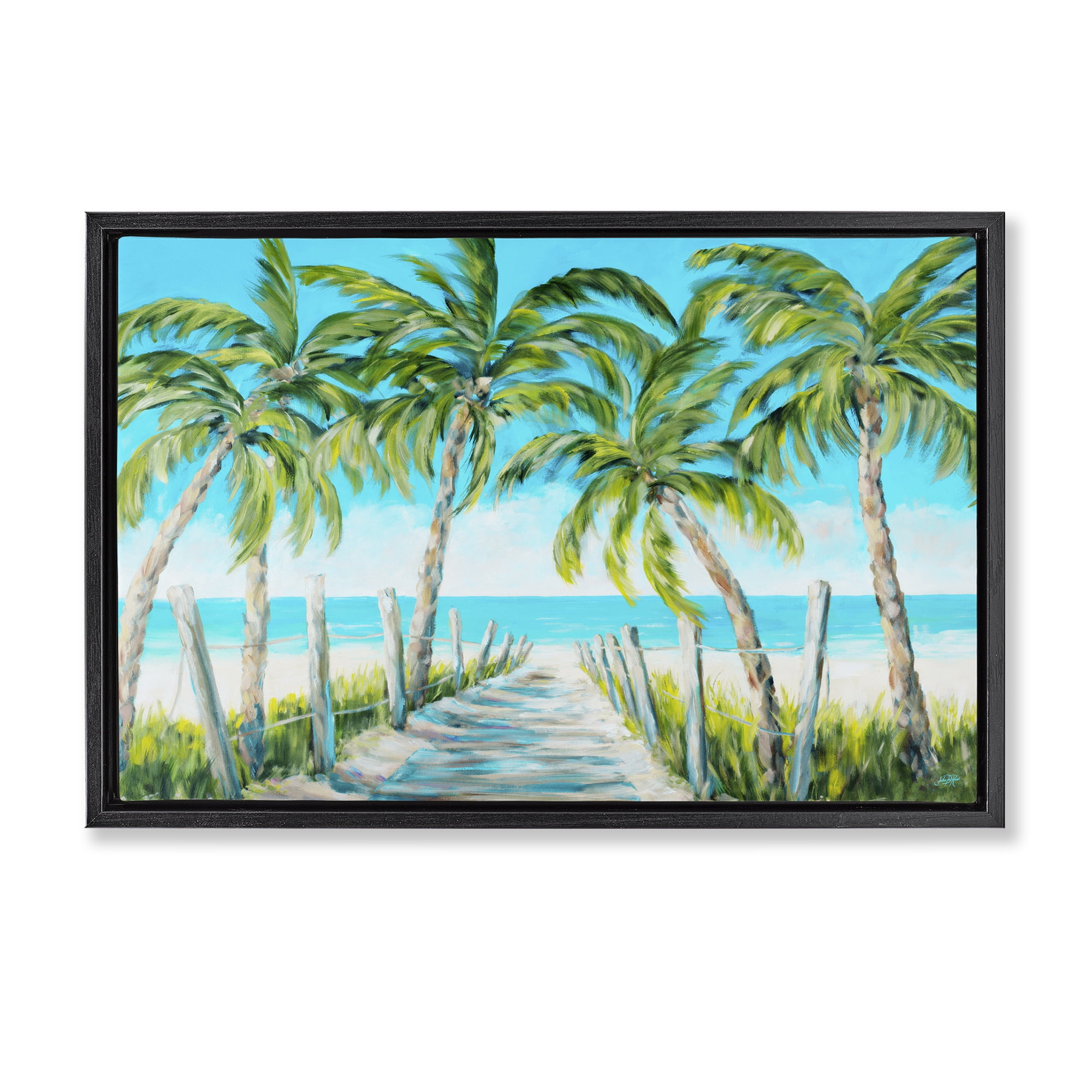 Stupell Industries The Path To Paradise Black Framed Floater Canvas Wall Art, design by Julie DeRice