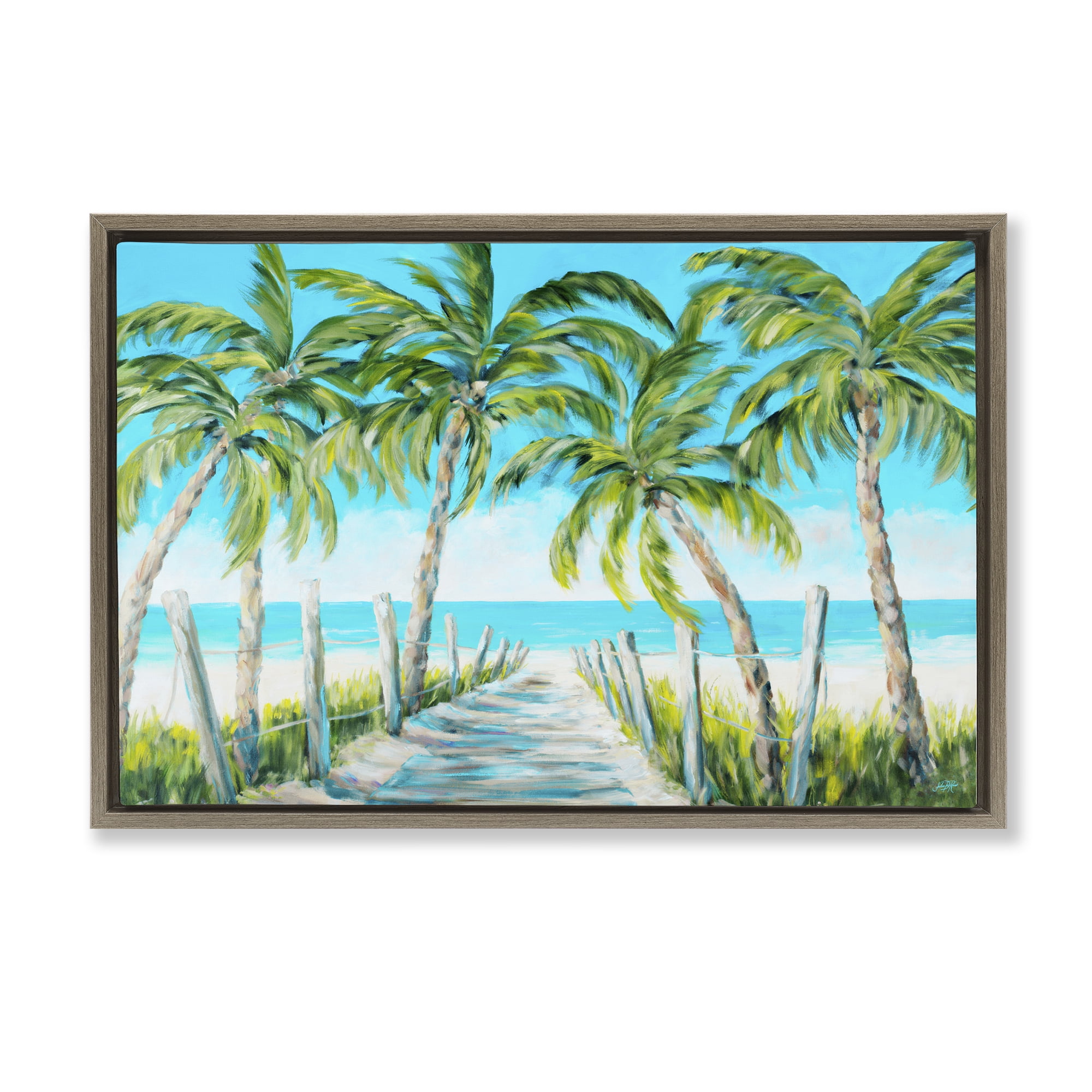 Stupell Industries The Path To Paradise Brown Framed Floater Canvas Wall Art, design by Julie DeRice