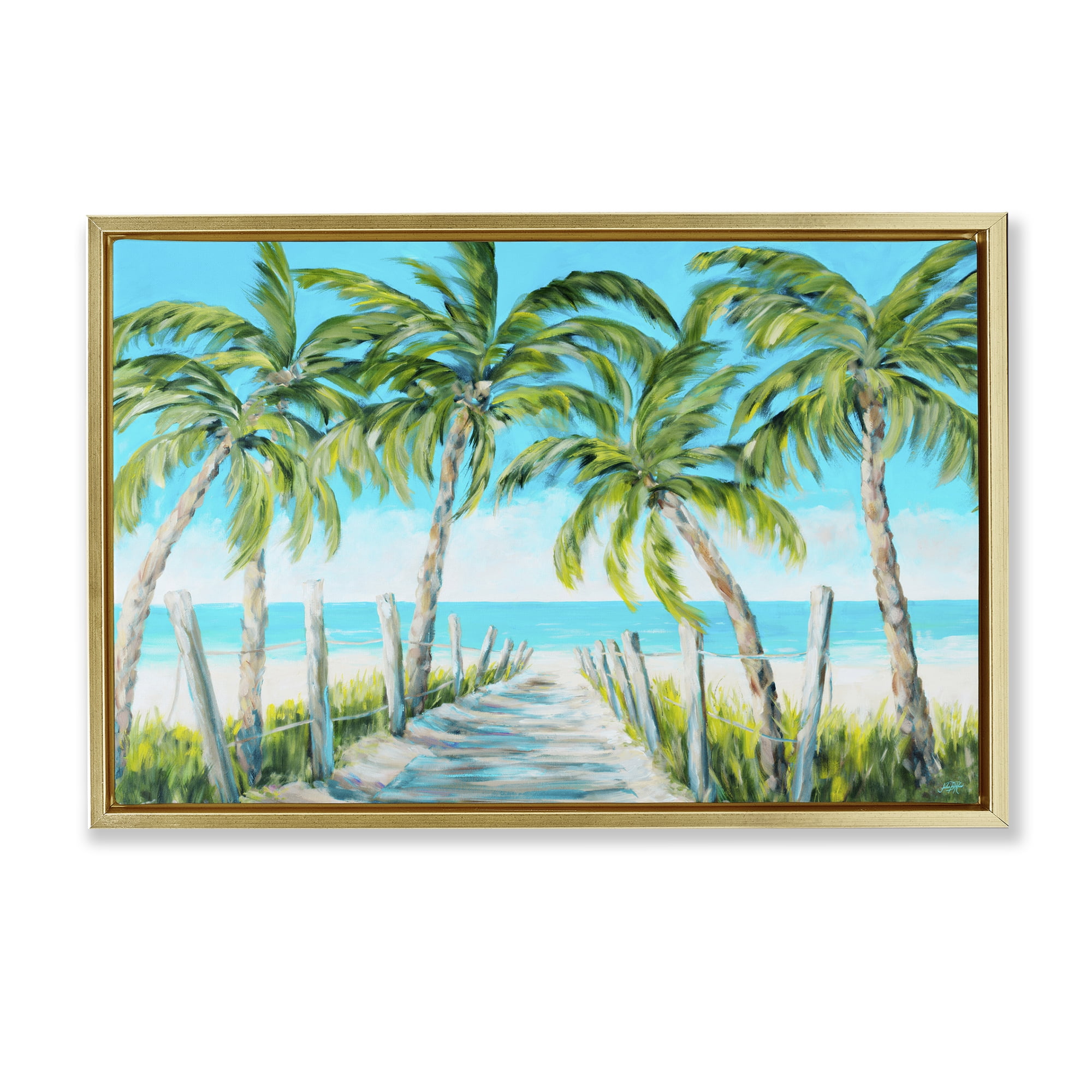 Stupell Industries The Path To Paradise Gold Framed Floater Canvas Wall Art, design by Julie DeRice