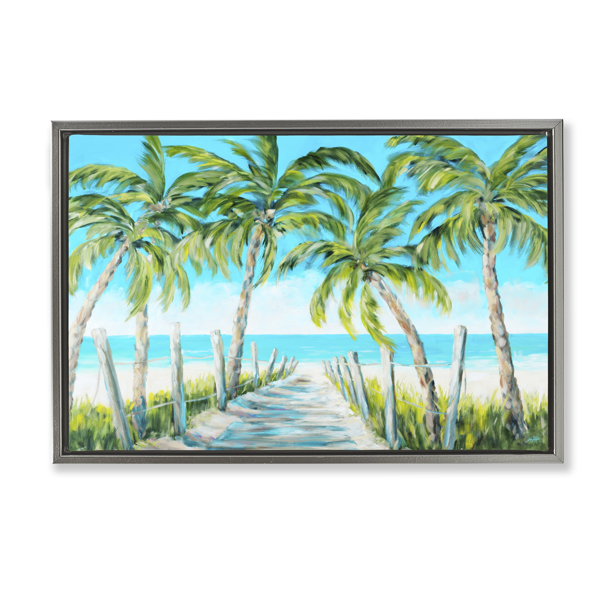 Stupell Industries The Path To Paradise Gray Framed Floater Canvas Wall Art, design by Julie DeRice