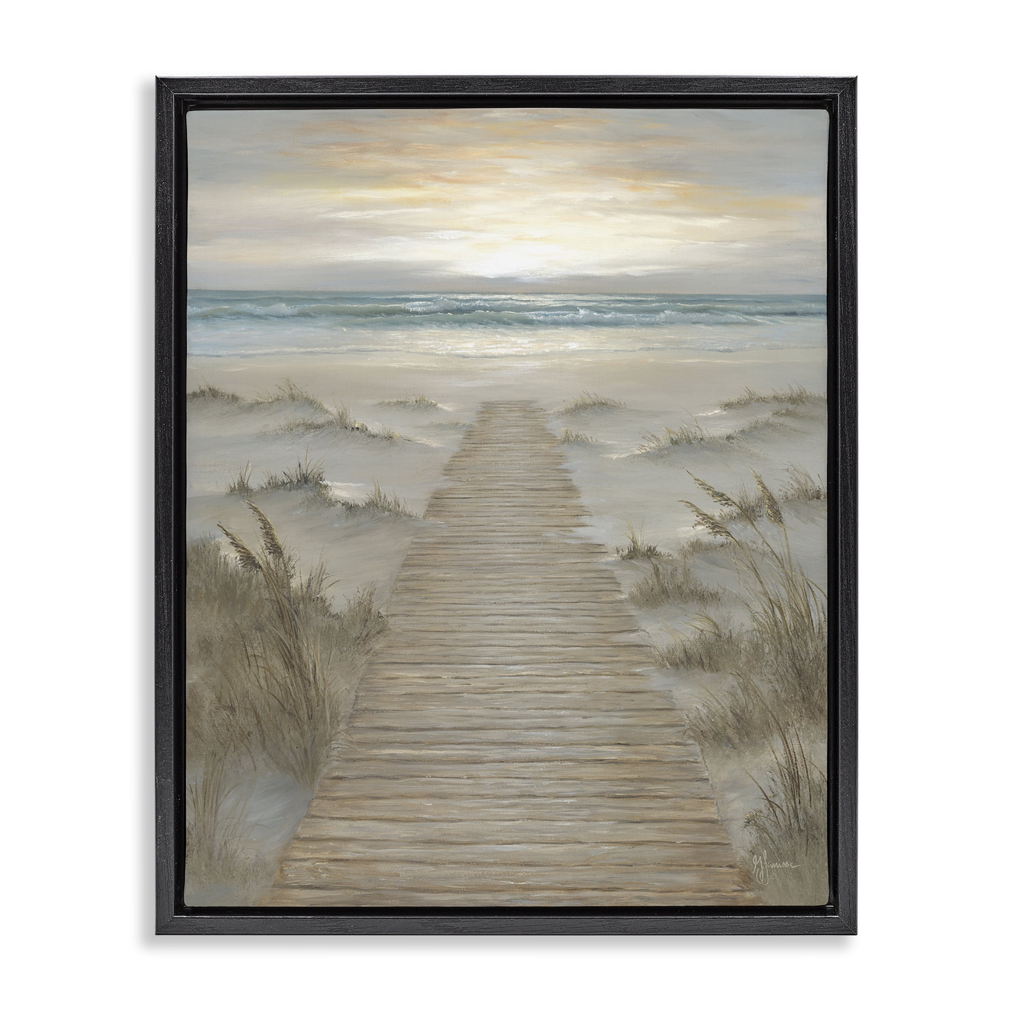 Stupell Industries The Path Towards Sunrise Black Framed Floater Canvas Wall Art, design by Georgia Janisse