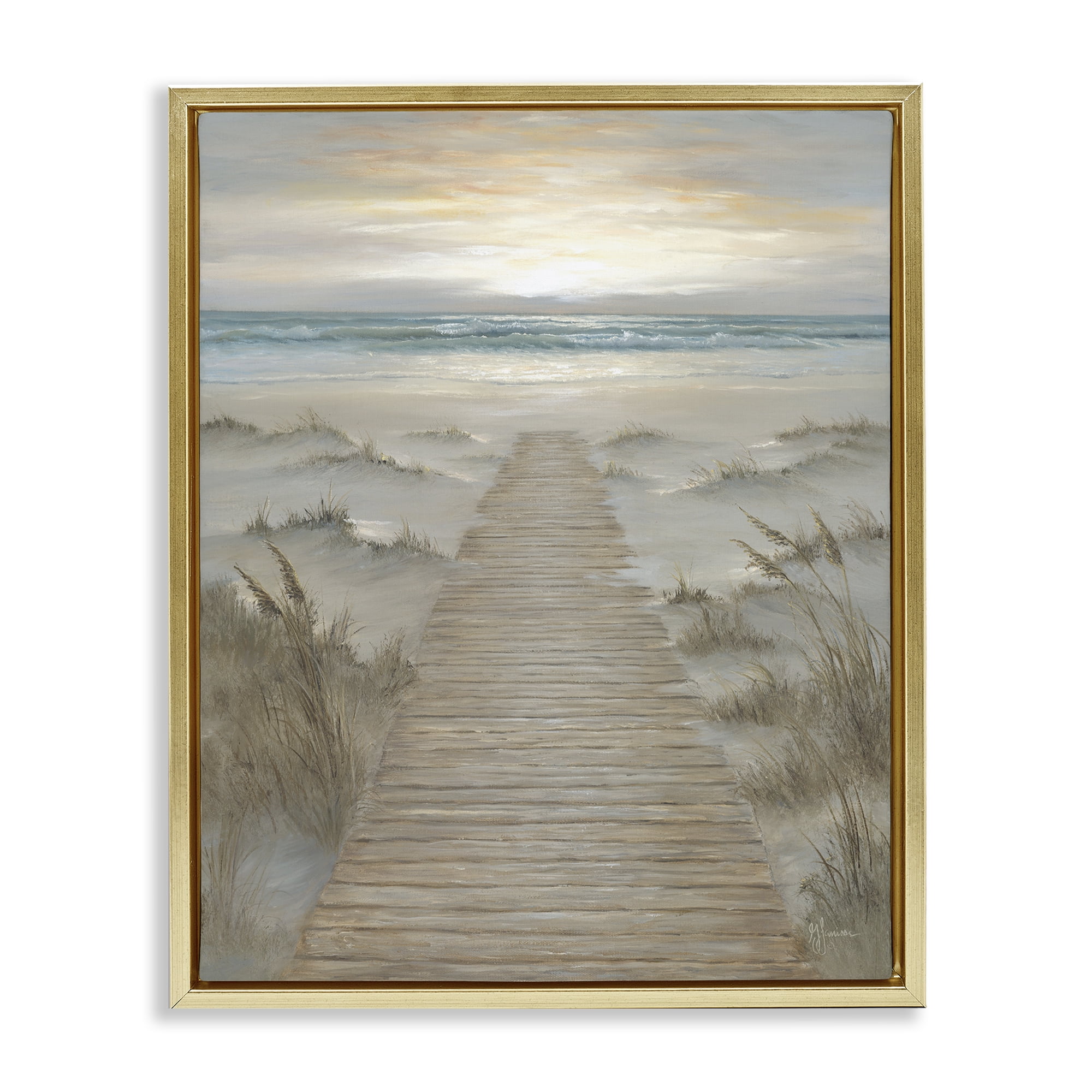 Stupell Industries The Path Towards Sunrise Gold Framed Floater Canvas Wall Art, design by Georgia Janisse