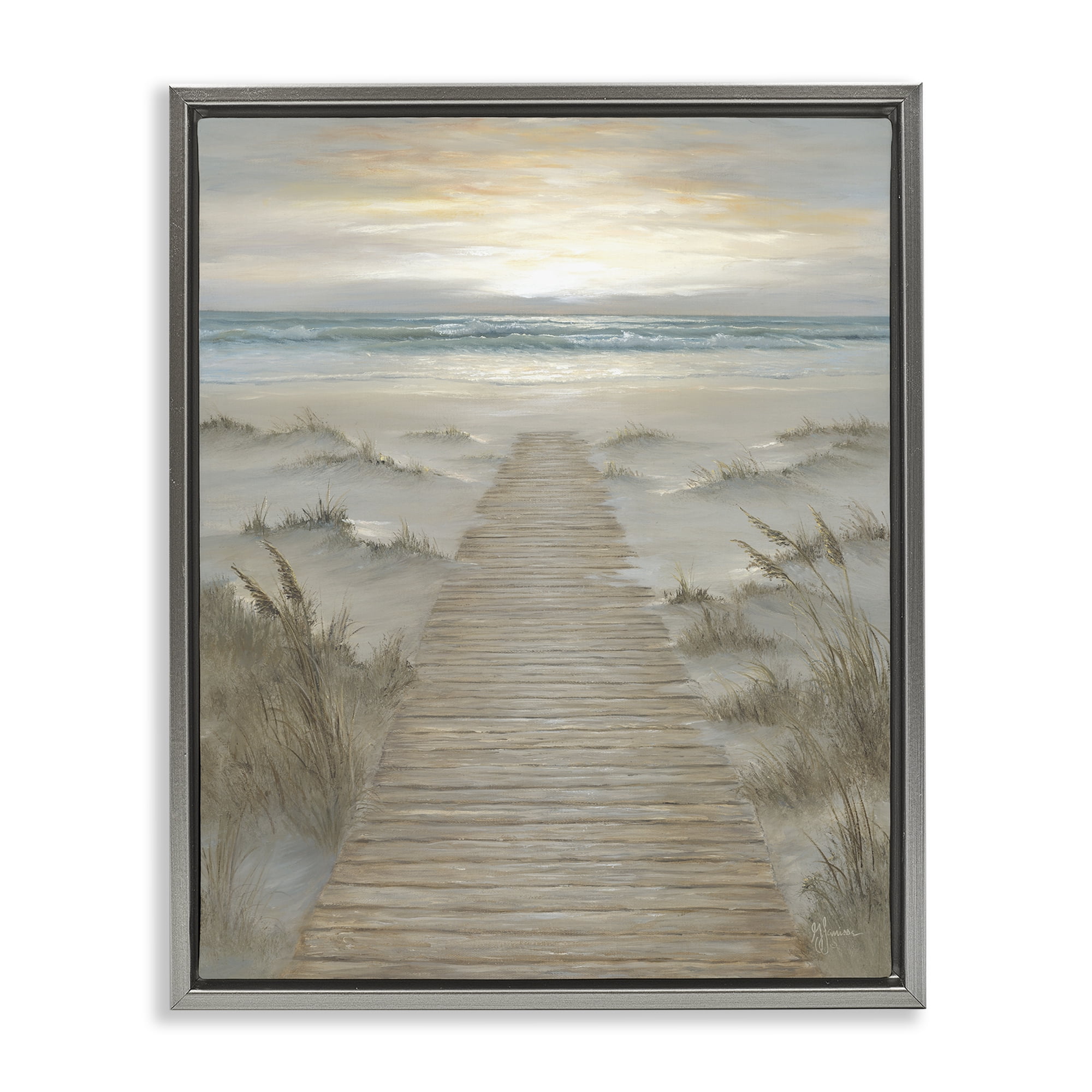 Stupell Industries The Path Towards Sunrise Gray Framed Floater Canvas Wall Art, design by Georgia Janisse