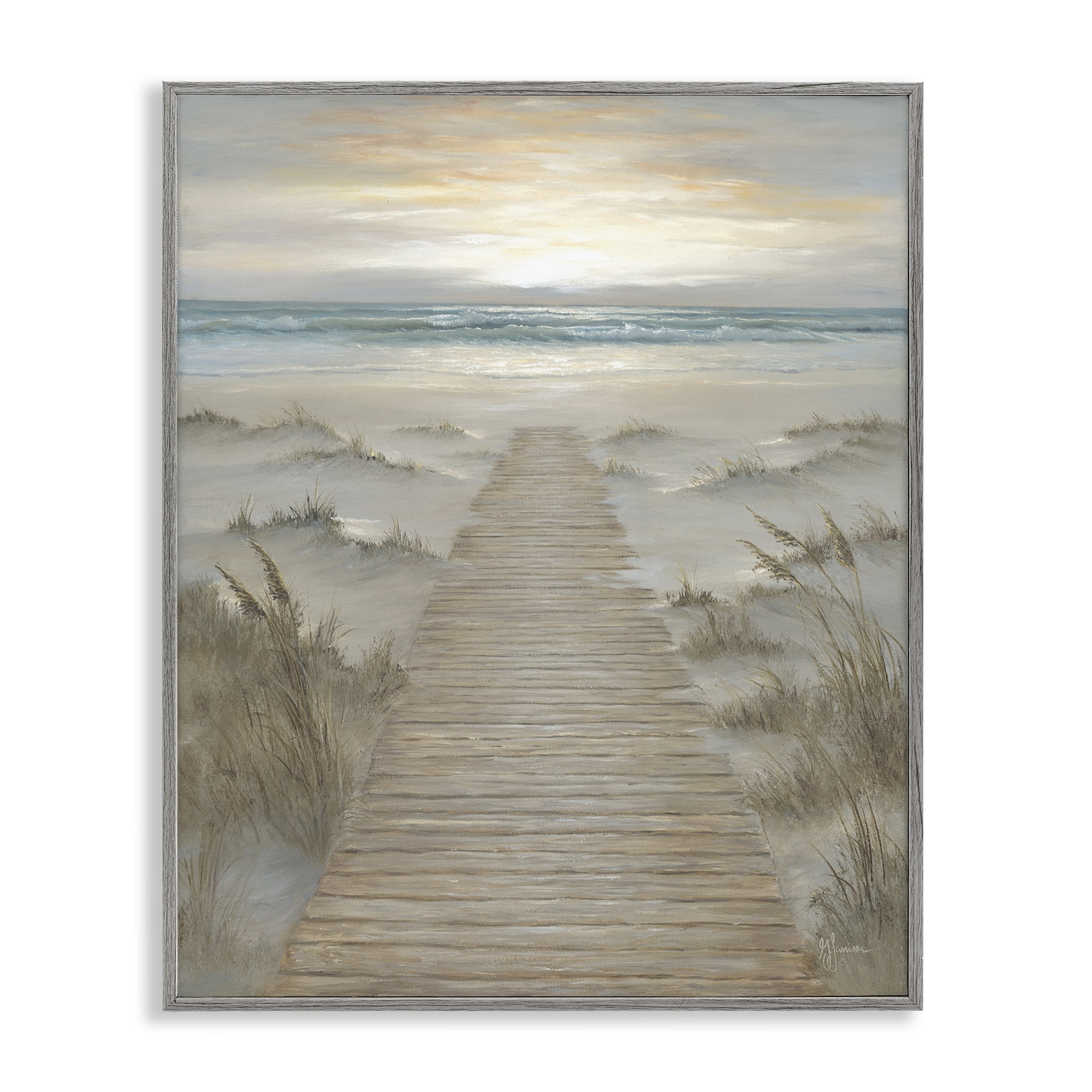 Stupell Industries The Path Towards Sunrise Gray Framed Giclee Art, design by Georgia Janisse