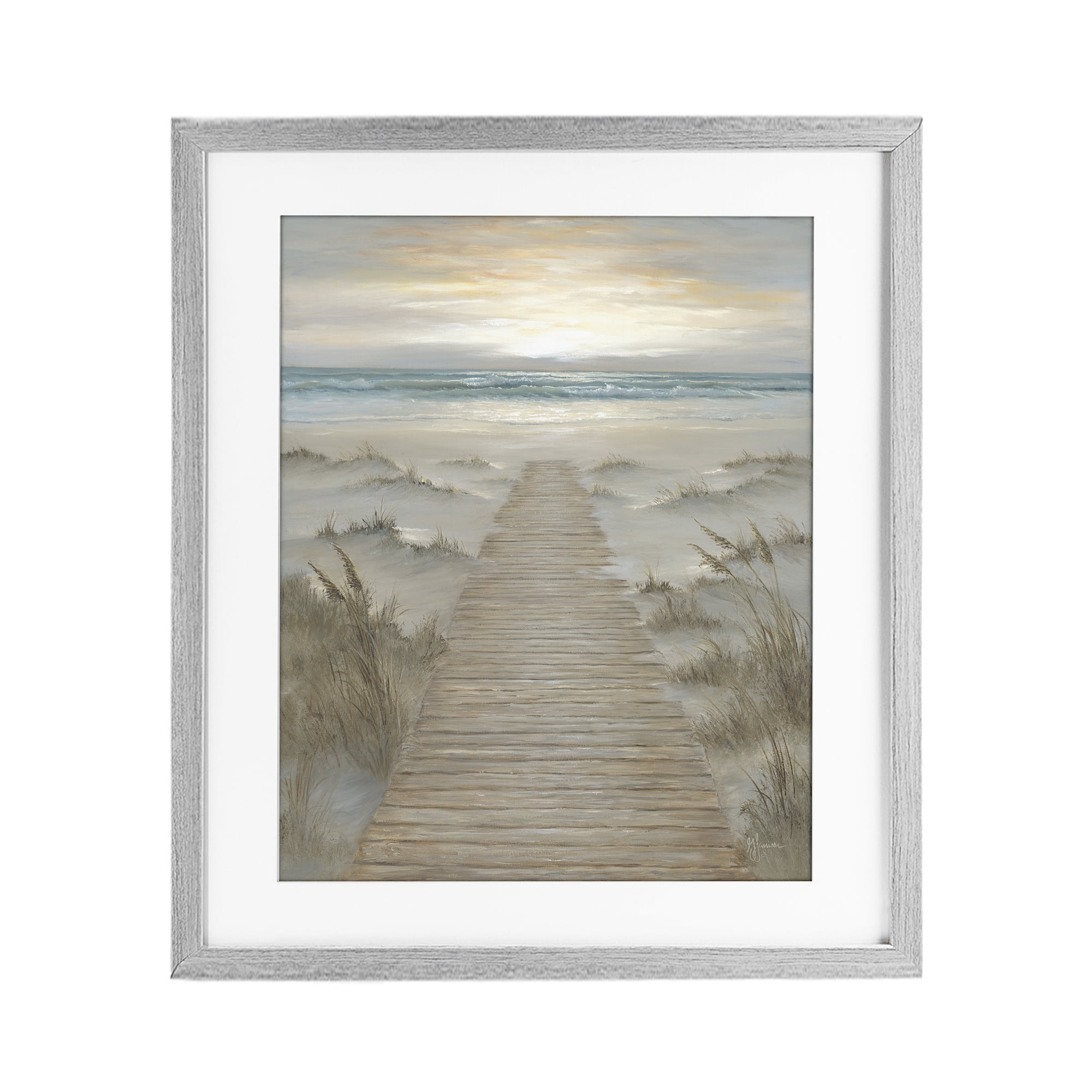 Stupell Industries The Path Towards Sunrise Gray Framed Print Under Glass, design by Georgia Janisse