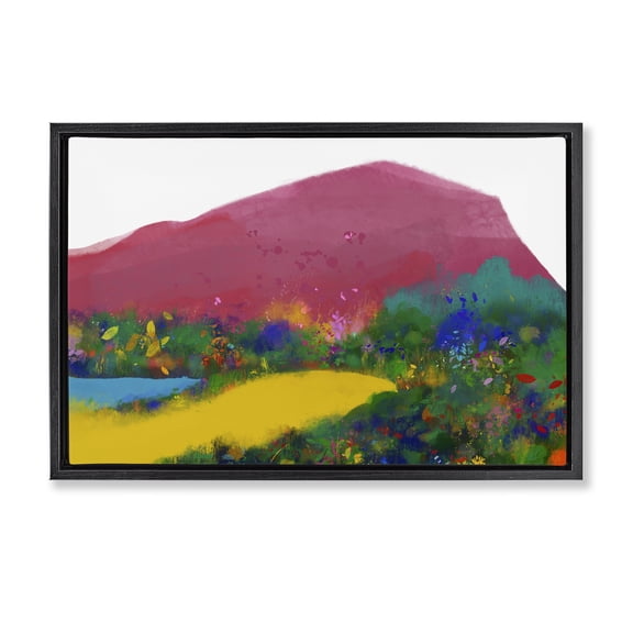 Stupell Industries The Pink Mountain Abstraction Black Framed Floater Canvas Wall Art design by Atelier Posters, 17 x 25