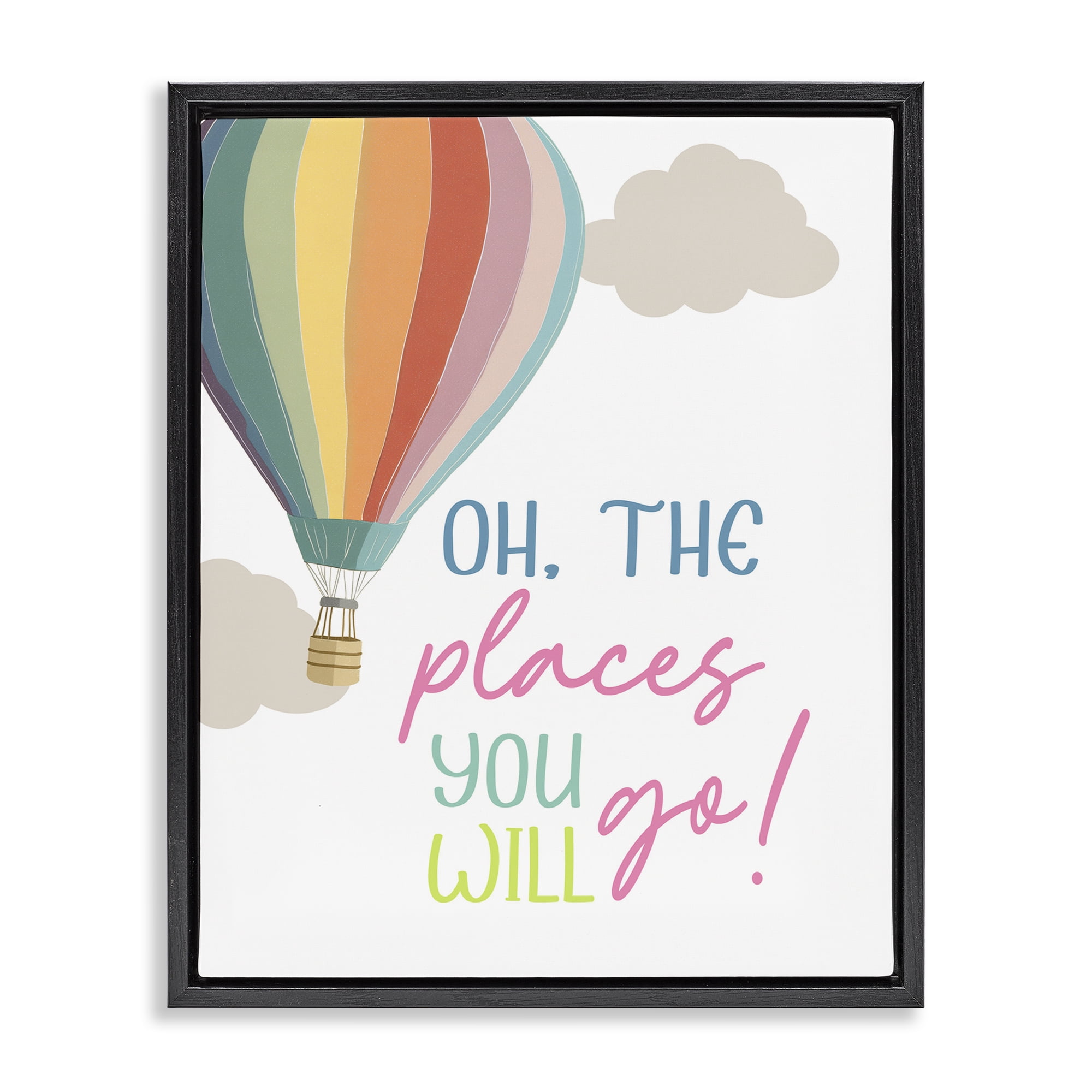 Stupell Industries The Places You Will Go Black Framed Floater Canvas Wall Art, design by Christine Simpson Art