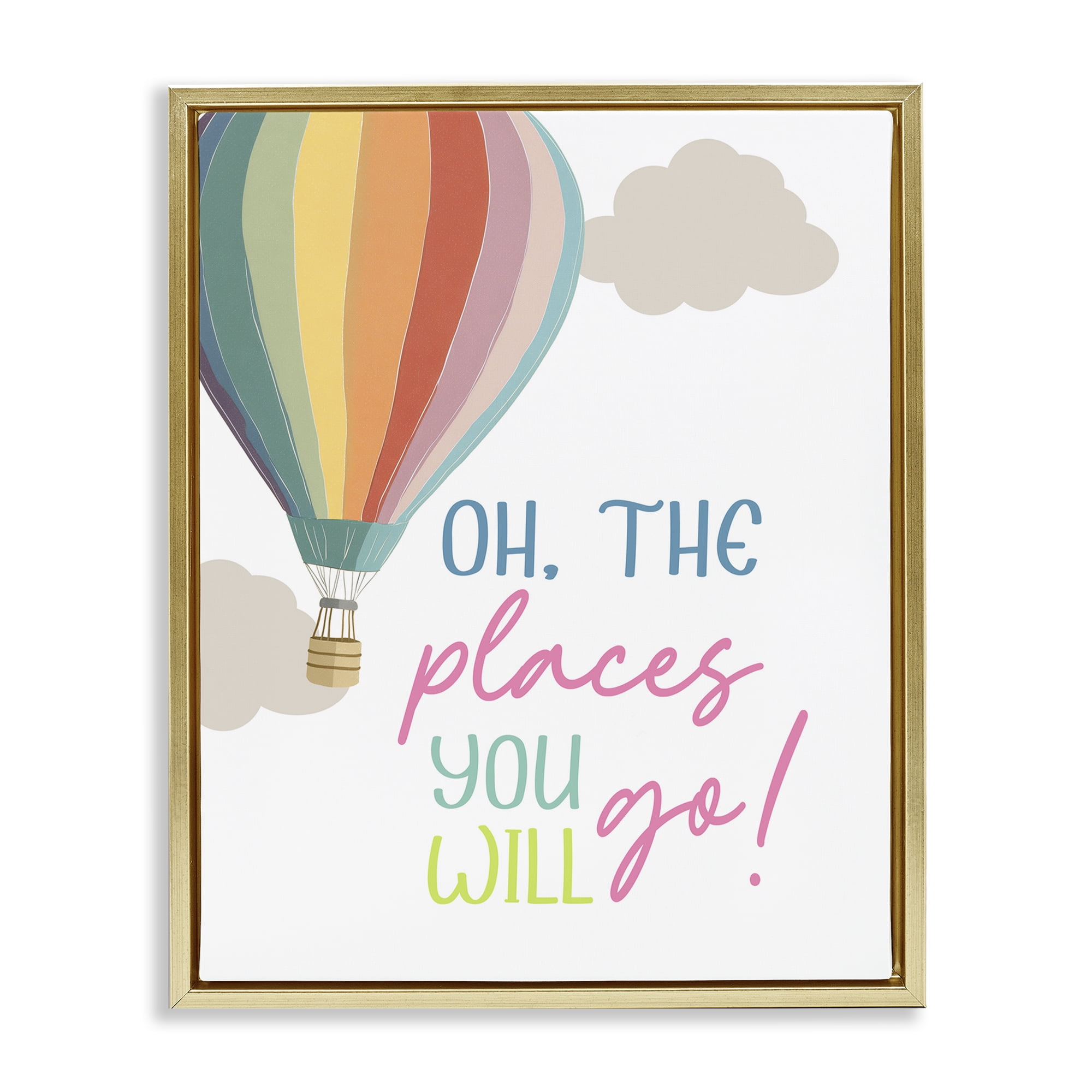 Stupell Industries The Places You Will Go Gold Framed Floater Canvas Wall Art, design by Christine Simpson Art